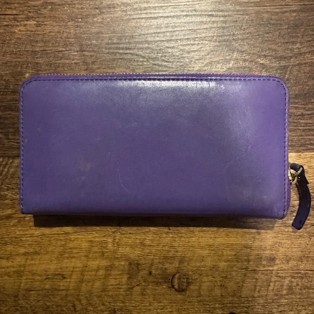 Kate Spade Purple Leather Long Zippy Wallet with Front Pocket